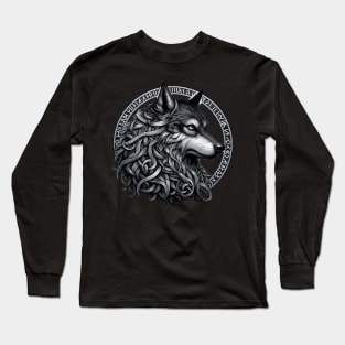 Wolf Fenrir Norse Mythology Viking Warrior Long Sleeve T-Shirt